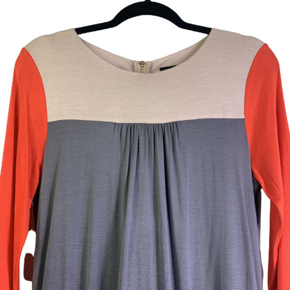 TED BAKER Multi-Color Block Long Sleeve Blouson Dress - Picture 2 of 10